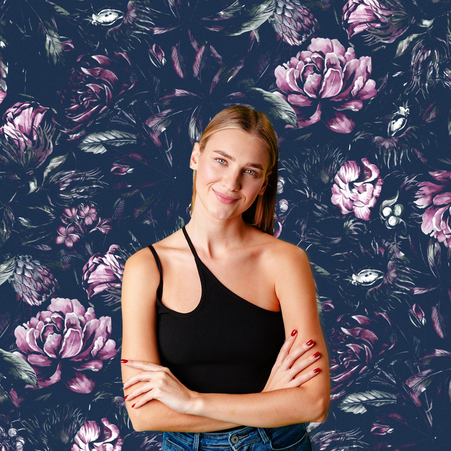 Moonlit Bloom Floral Fabric Backdrop