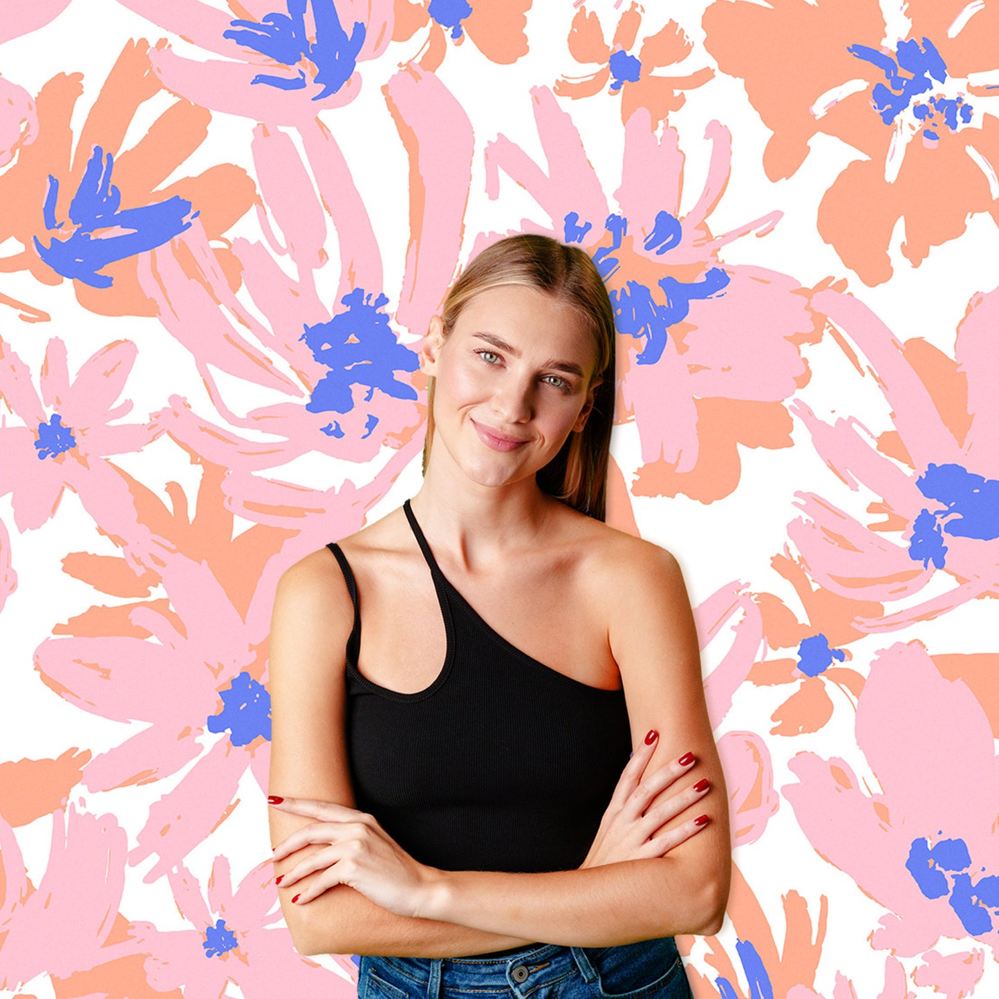 Summer Pink Flowers Fabric Backdrop