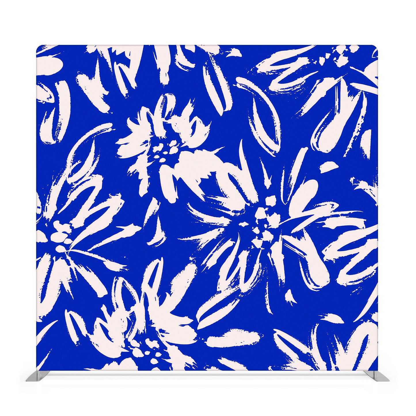 Blue & White Painted Flowers Fabric Backdrop